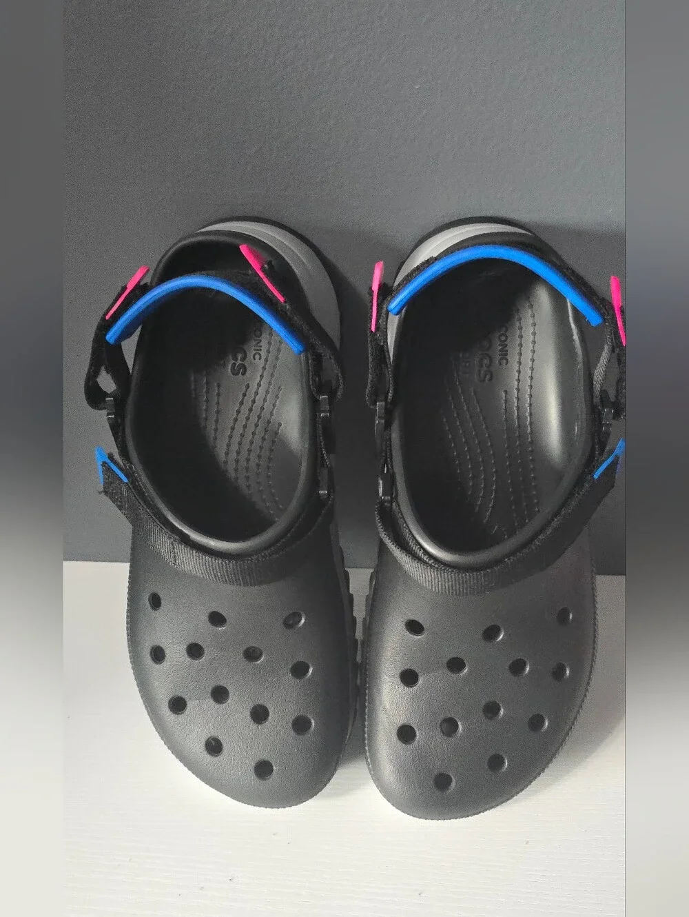Crocs Classic Hiker Clog Sports Black Blue Red Sandals 'Black Blue Red'